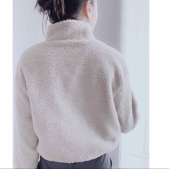 COZY SHERPA QUATER ZIP UP PULLOVER - TAUPE - Picture 8 of 8